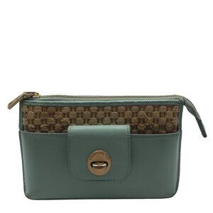 Spartina 449 Light Blue & Raffia Turn Lock Crossbody Bag